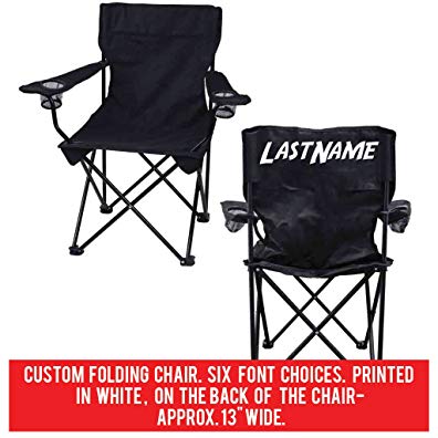 VictoryStore Outdoor Camping Chair - Custom Last Name Folding Chair- Black Camping Chair with Carry Bag