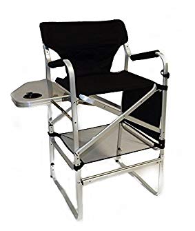 Pacific Import Deluxe Tall Folding Director Chair with Side Table and Side Bag