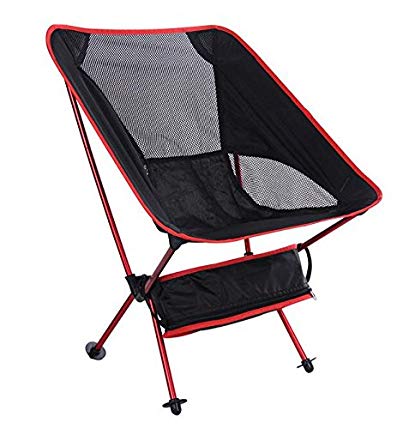 Camping Chair Portable&Folding Ultralight Outdoor Sports Backpacking Chairs for Fishing Beach Picnic Hiking with Carry Bag (Red, Short chair)