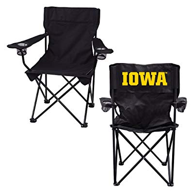 VictoryStore Outdoor Camping Chair - University of Iowa Iowa Black Folding Camping Chair with Carry Bag