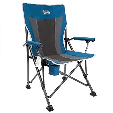 Timber Ridge Camping Chair Ergonomic High Back Support 300lbs with Carry Bag Folding Quad Chair Outdoor Heavy Duty, Padded Armrest, Cup Holder