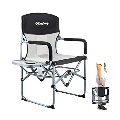 KingCamp Heavy Duty Compact Camping Folding Mesh Chair with Side Table and Handle